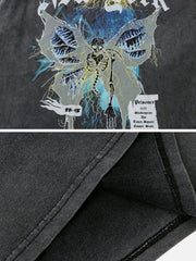 Skull Butterfly Washed Graphic Tee