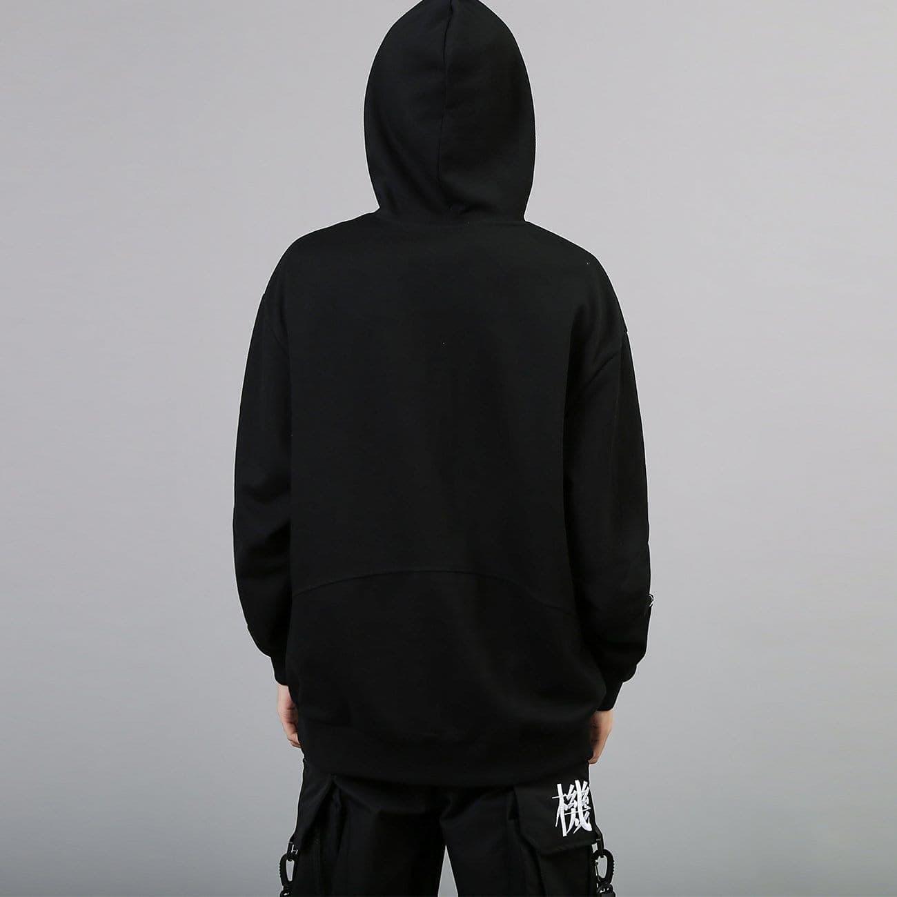 Dark Patchwork Pockets Hoodies