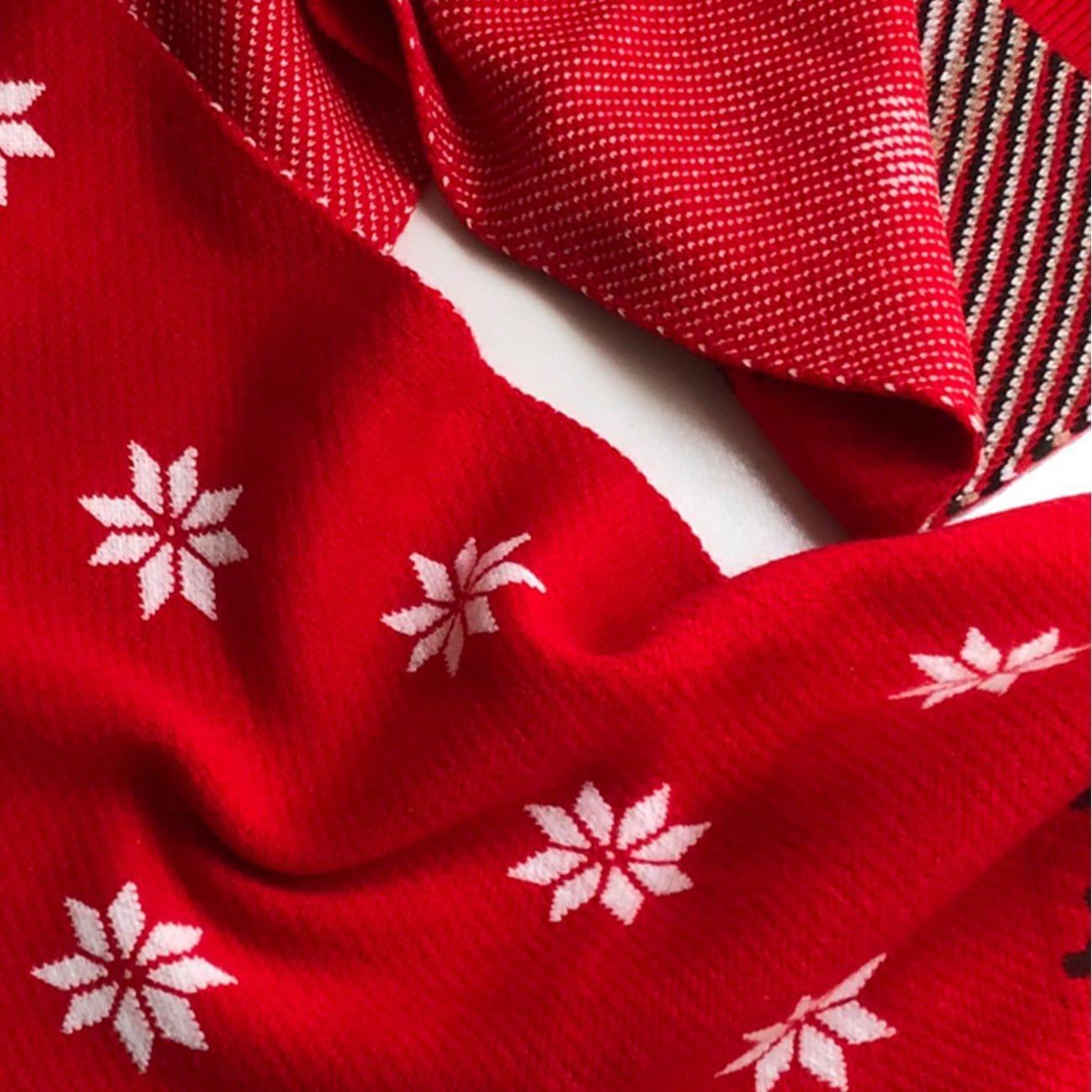 Fawn Snowflake Christmas Knit Scarf