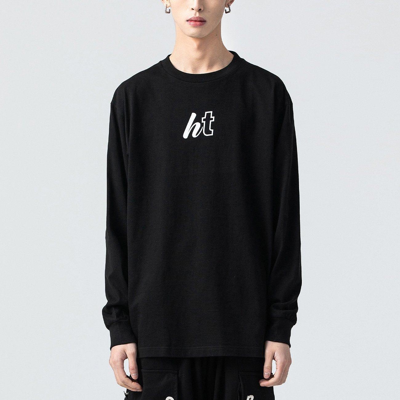 Solid Color Print Sweatshirt