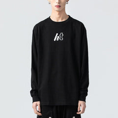 Solid Color Print Sweatshirt