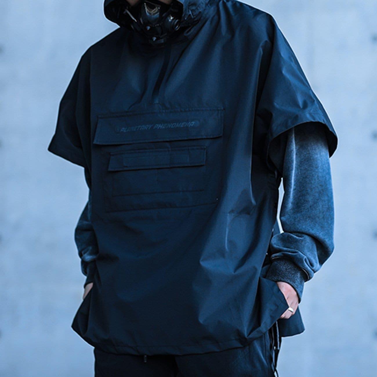 Functional Print Slit Waterproof Cloak Jacket