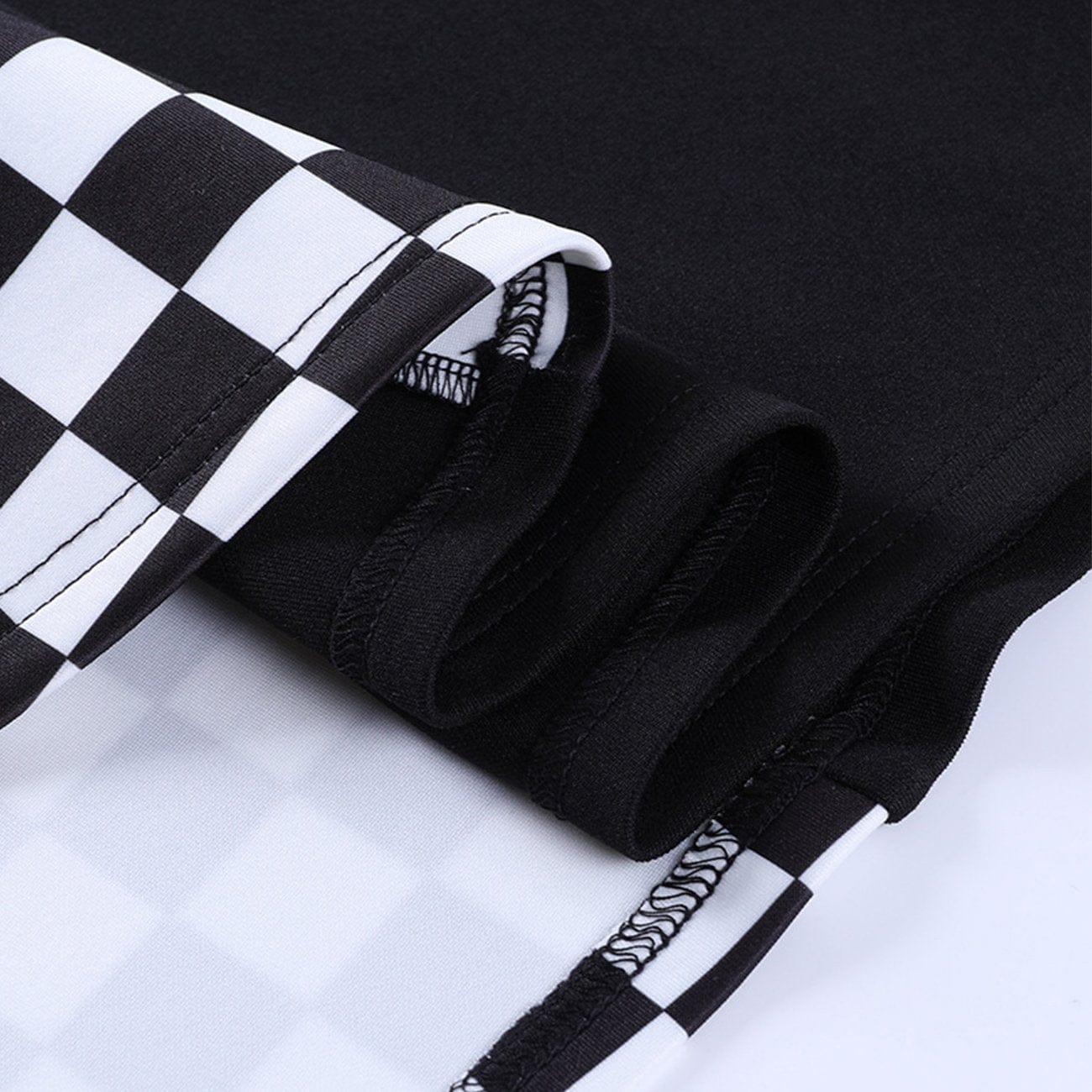 Dark Patchwork Checkerboard Skirt