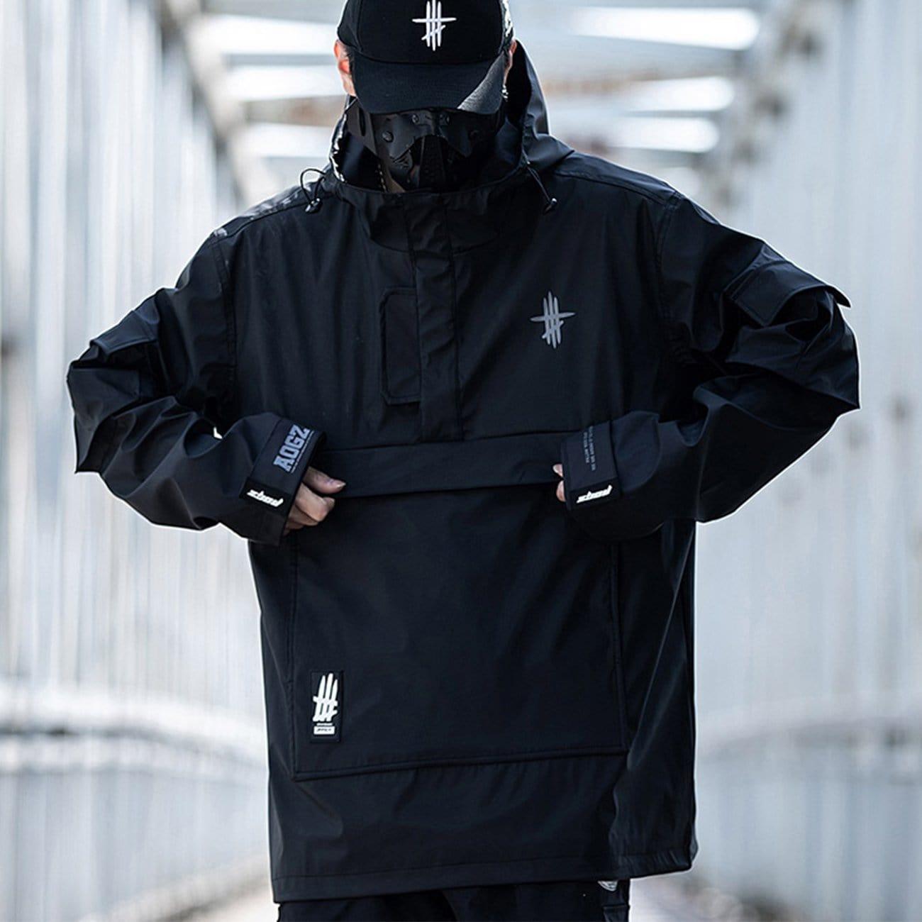 Half Zip Ninja Functional PU Hooded Jacket