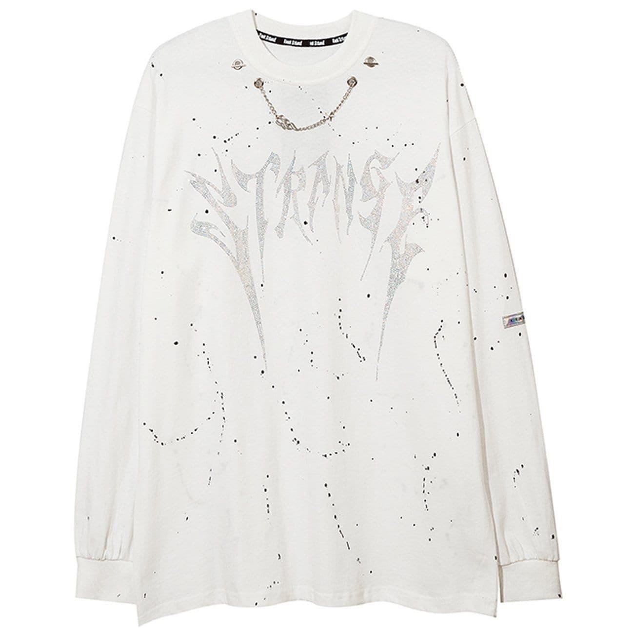 Splash Ink Necklace Letters Print Sweatshirt