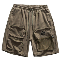 Multi Pockets Letters Drawstring Shorts