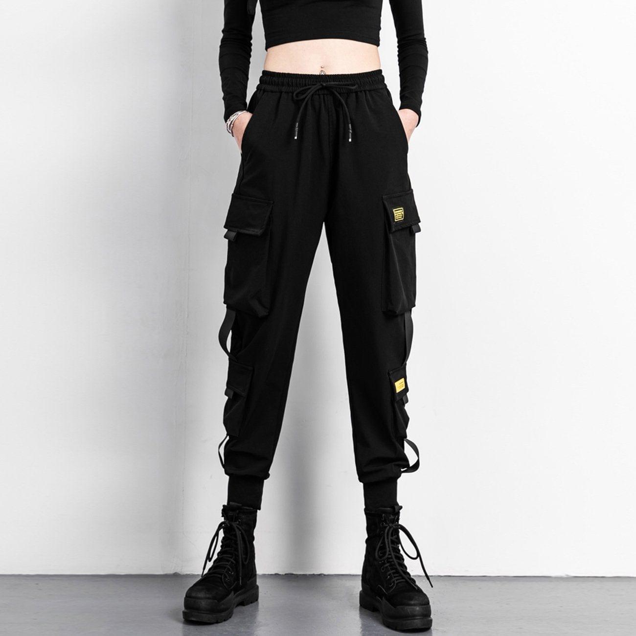 Multi Ribbon Pockets Cargo Pants