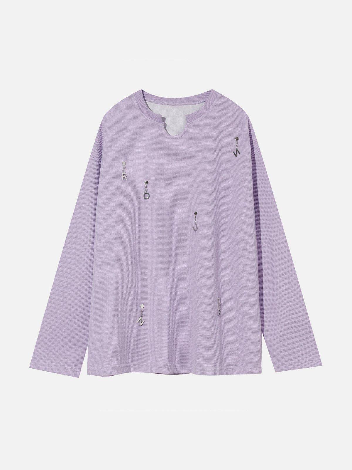Solid Color Chain Design Sweatshirt