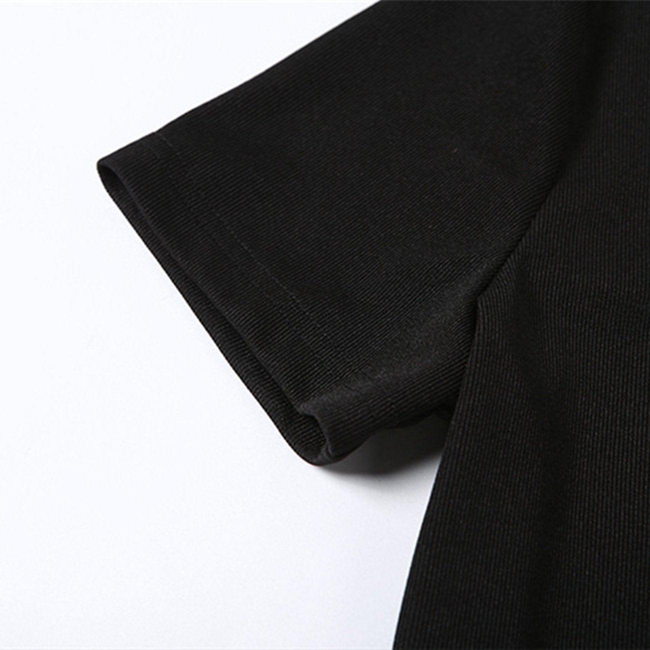 Patchwork Buckle Short Sleeve T Shirt