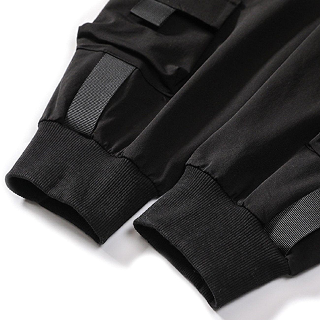 Multi Ribbon Pockets Cargo Pants