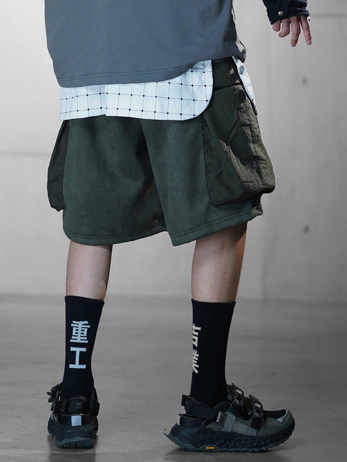 Patchwork Embroidery Cargo Shorts
