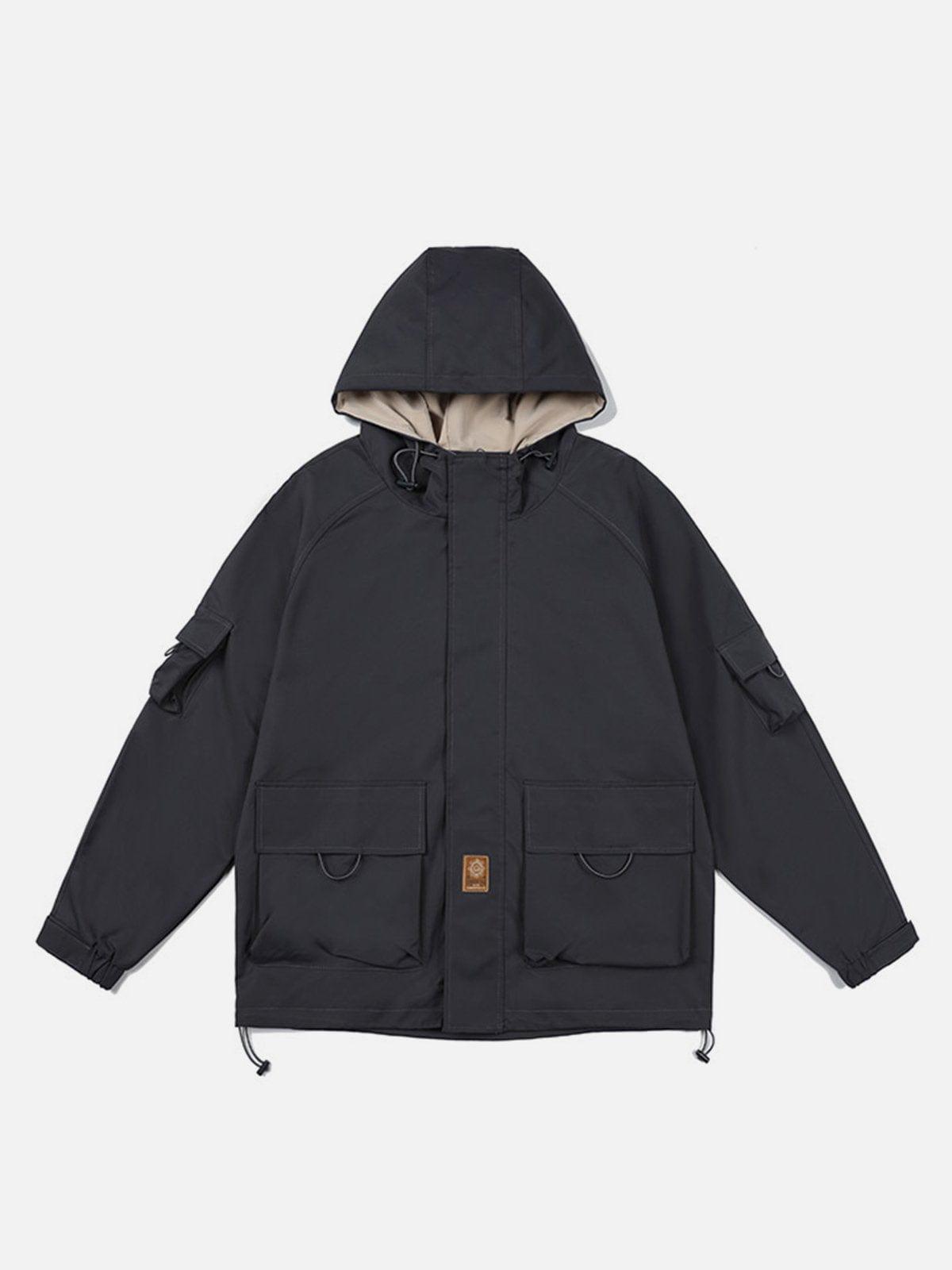 Solid Color Big Pocket Cargo Jacket