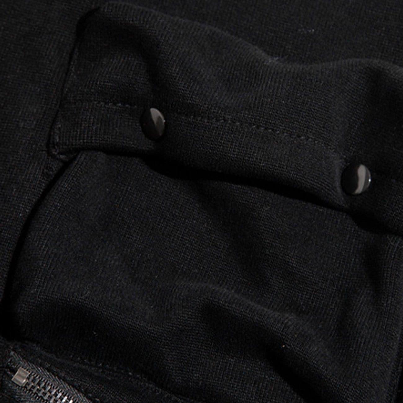 Dark Functional Multi-pocket Turtleneck Sweatshirt