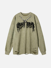 Fuzzy Letters Cut Sweatshirt