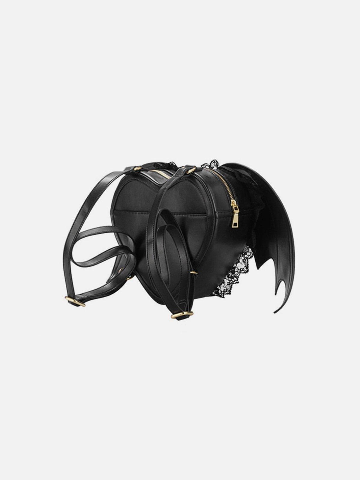 Bat Wings Heart Zip Up Backpack