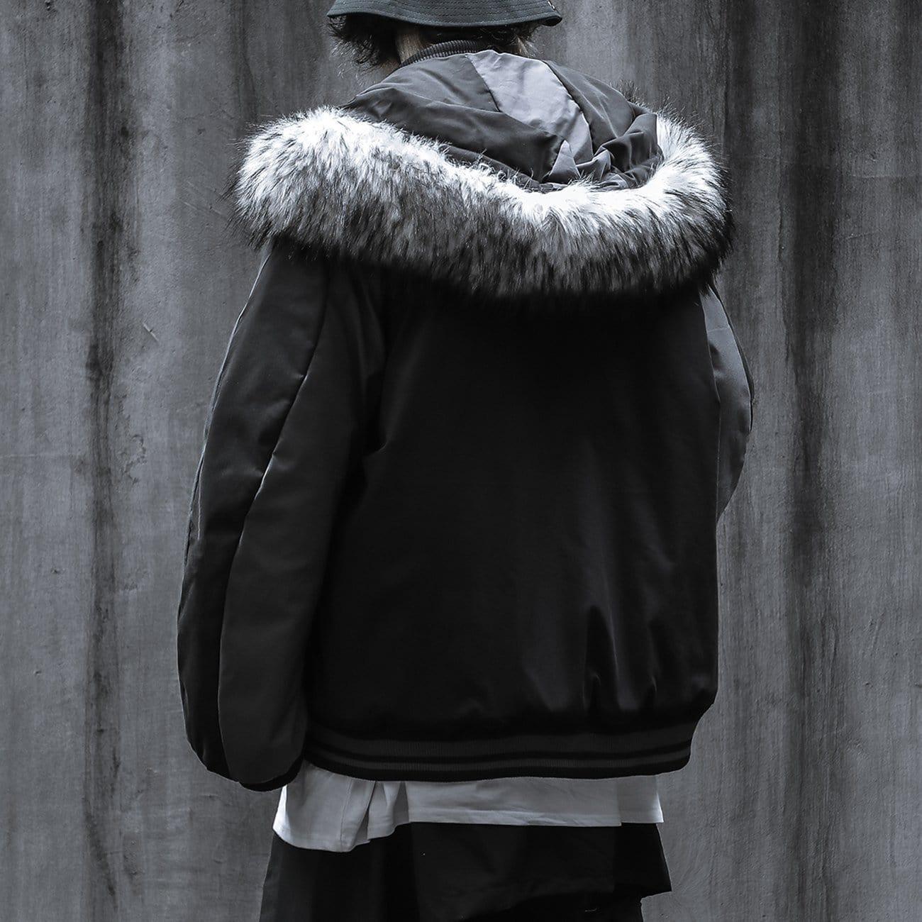 Detachable Fur Collar Hat Winter Coat