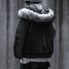 Detachable Fur Collar Hat Winter Coat