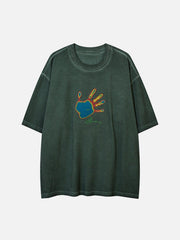 Neon Palm Embroidery Washed Tee