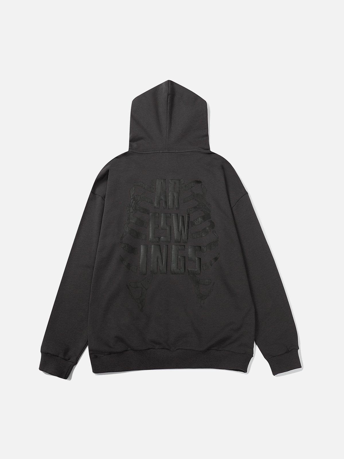 Dark Skeleton Wings Zip Up Hoodie