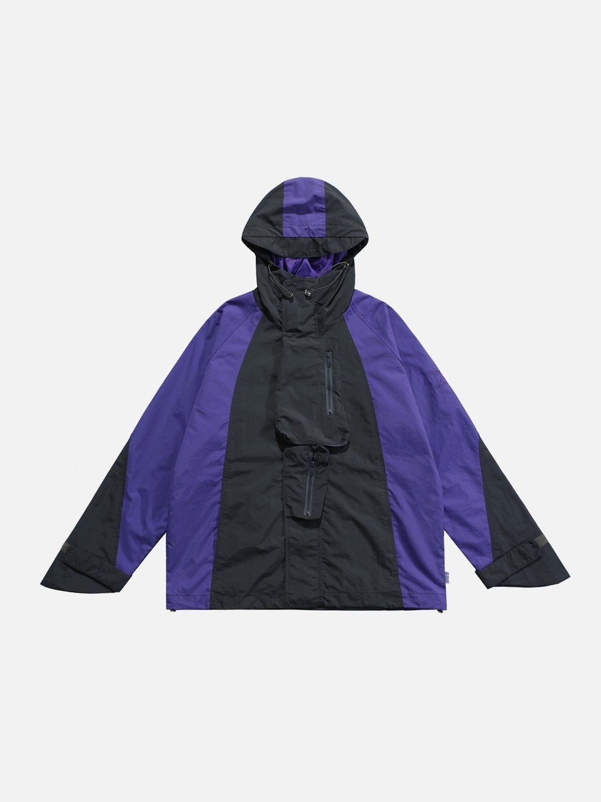 Patchwork Big Pocket Zip Up Jacket