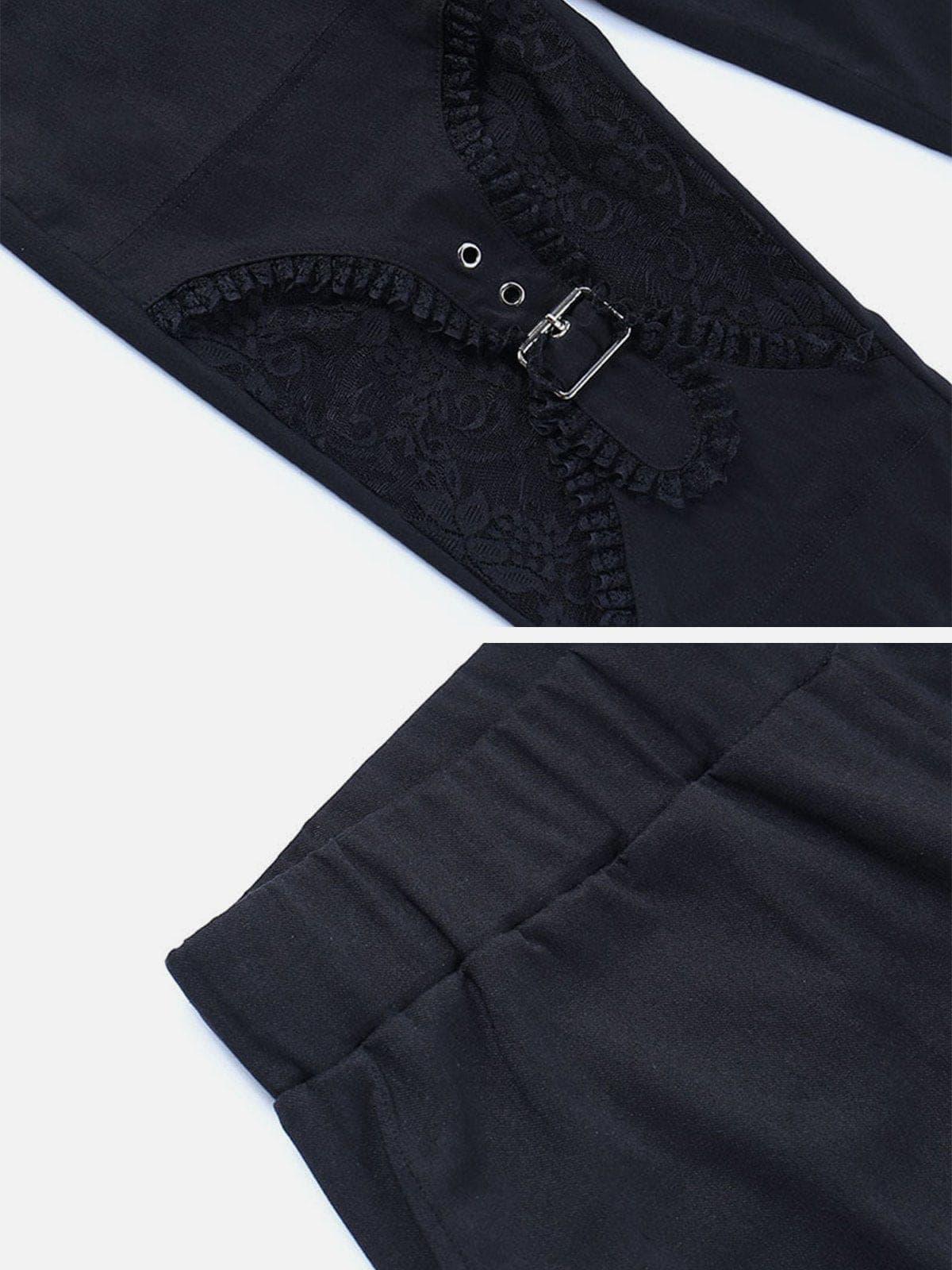 Hole Lace Patchwork Flared Pant