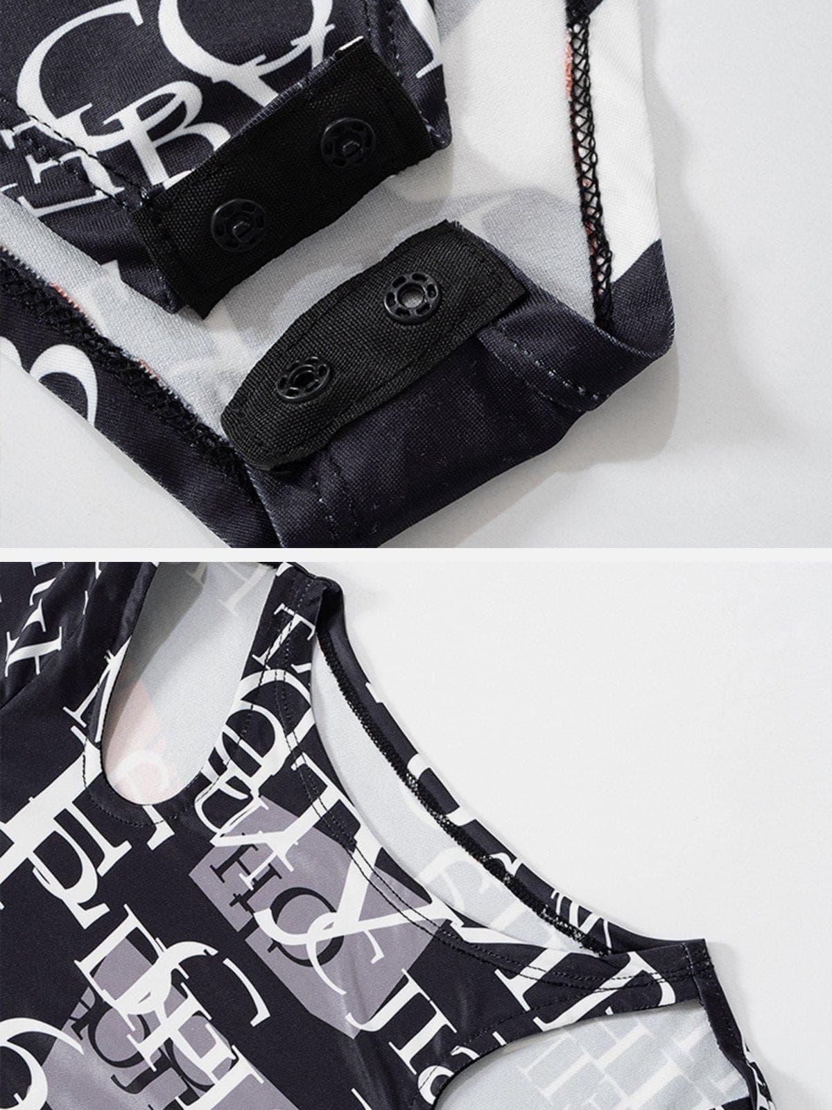 Letters Graffiti Hollow Jumpsuit