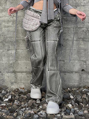 Multi Pockets Washed Jean