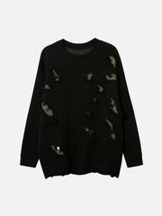 Solid Color Hole Sweater