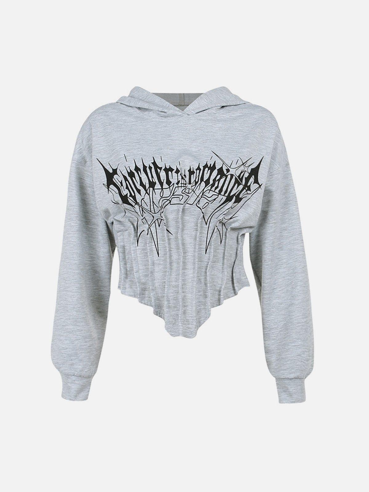 Gothic Letters Graffiti Cropped Hoodie