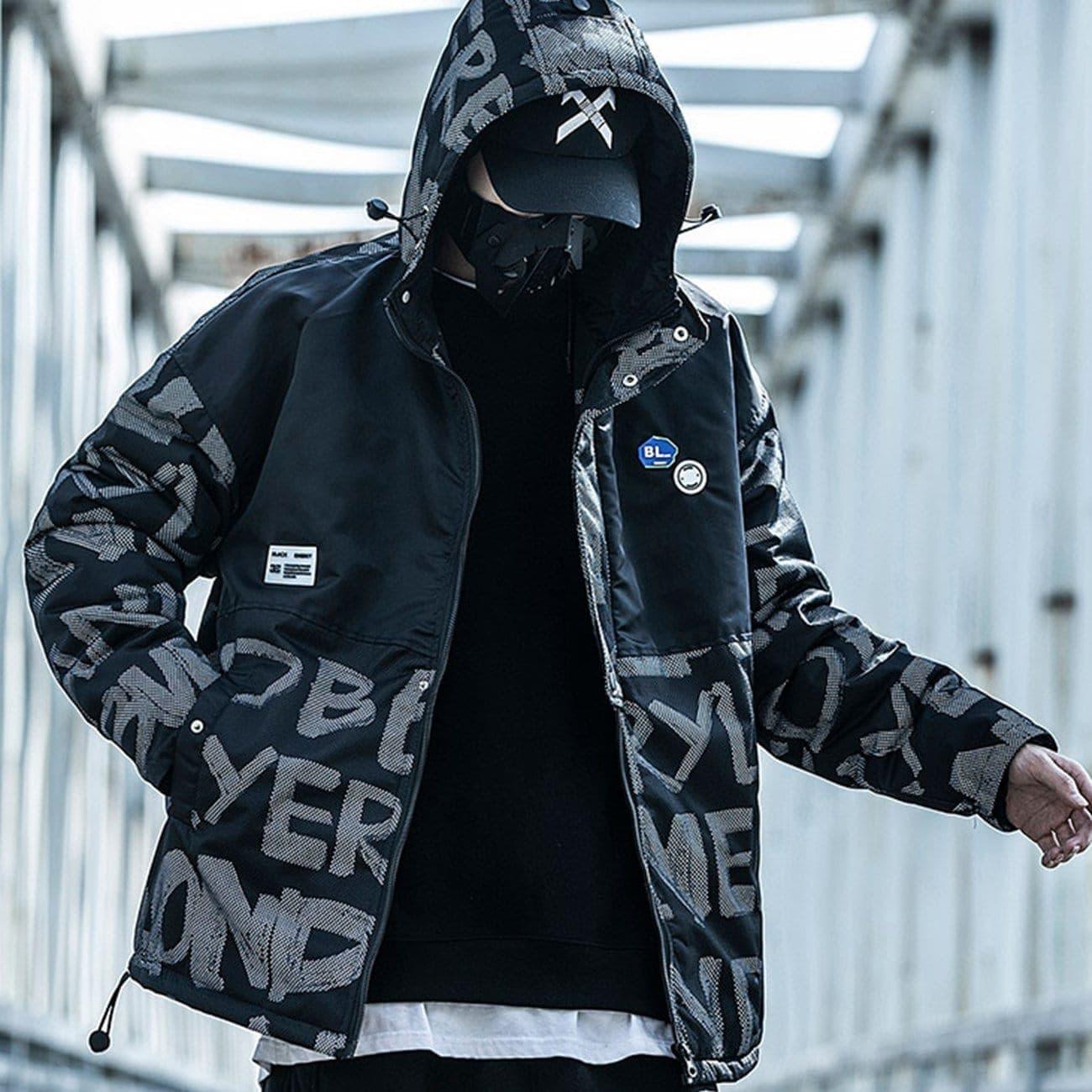 Patchwork Print Mesh Winter Down Coat