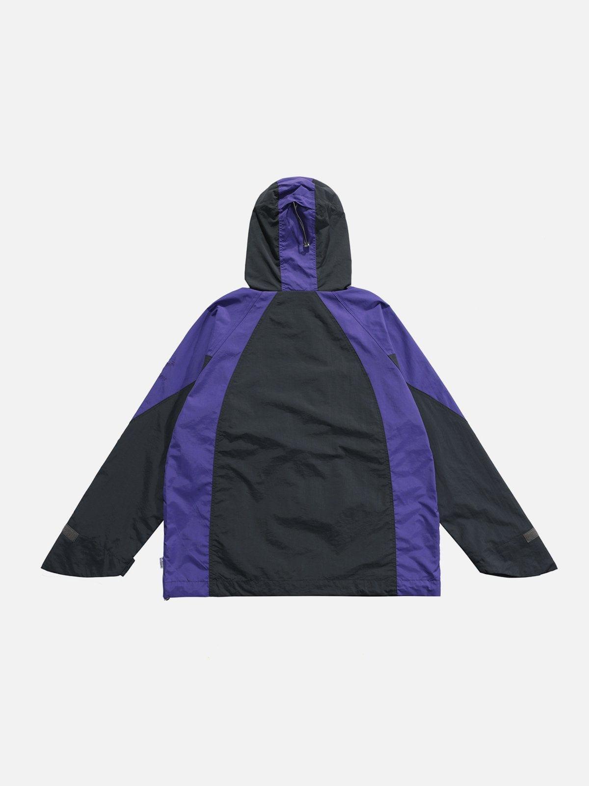 Patchwork Big Pocket Zip Up Jacket