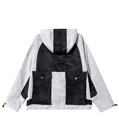 Functional Patchwork Multi Pockets Hooded Jacket