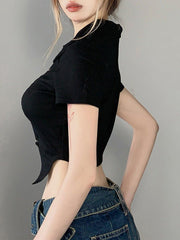 Metal Button Short Sleeve Shirt