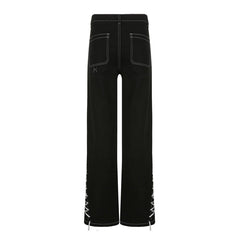 Lace Ribbons Straight Jeans