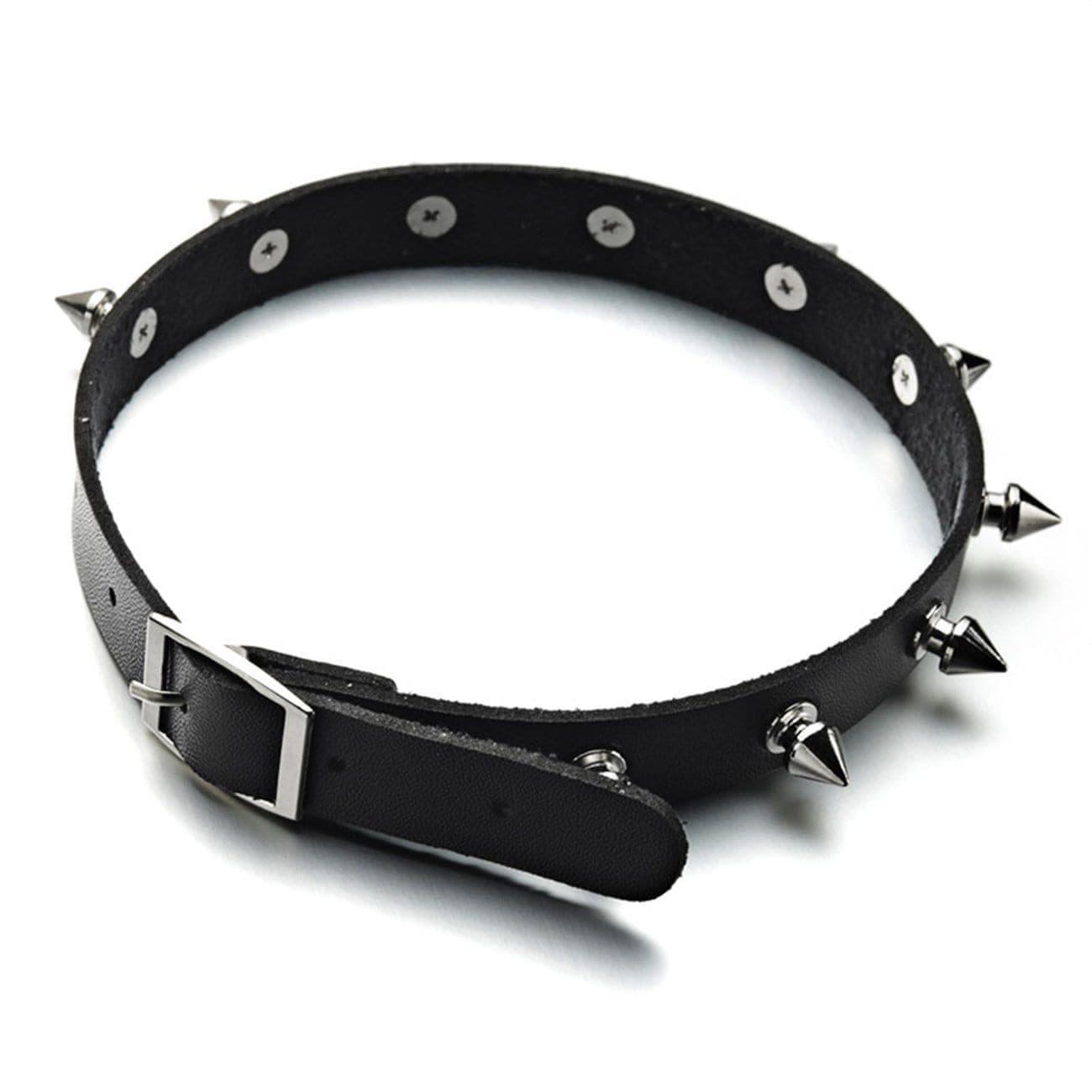 Dark Studded Punk PU Necklace