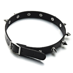 Dark Studded Punk PU Necklace