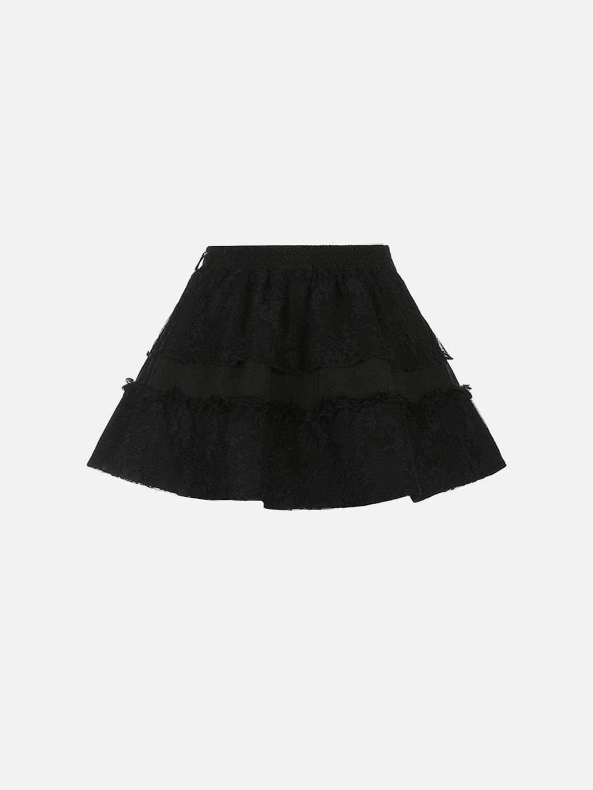 Cross Straps Lace Skirt