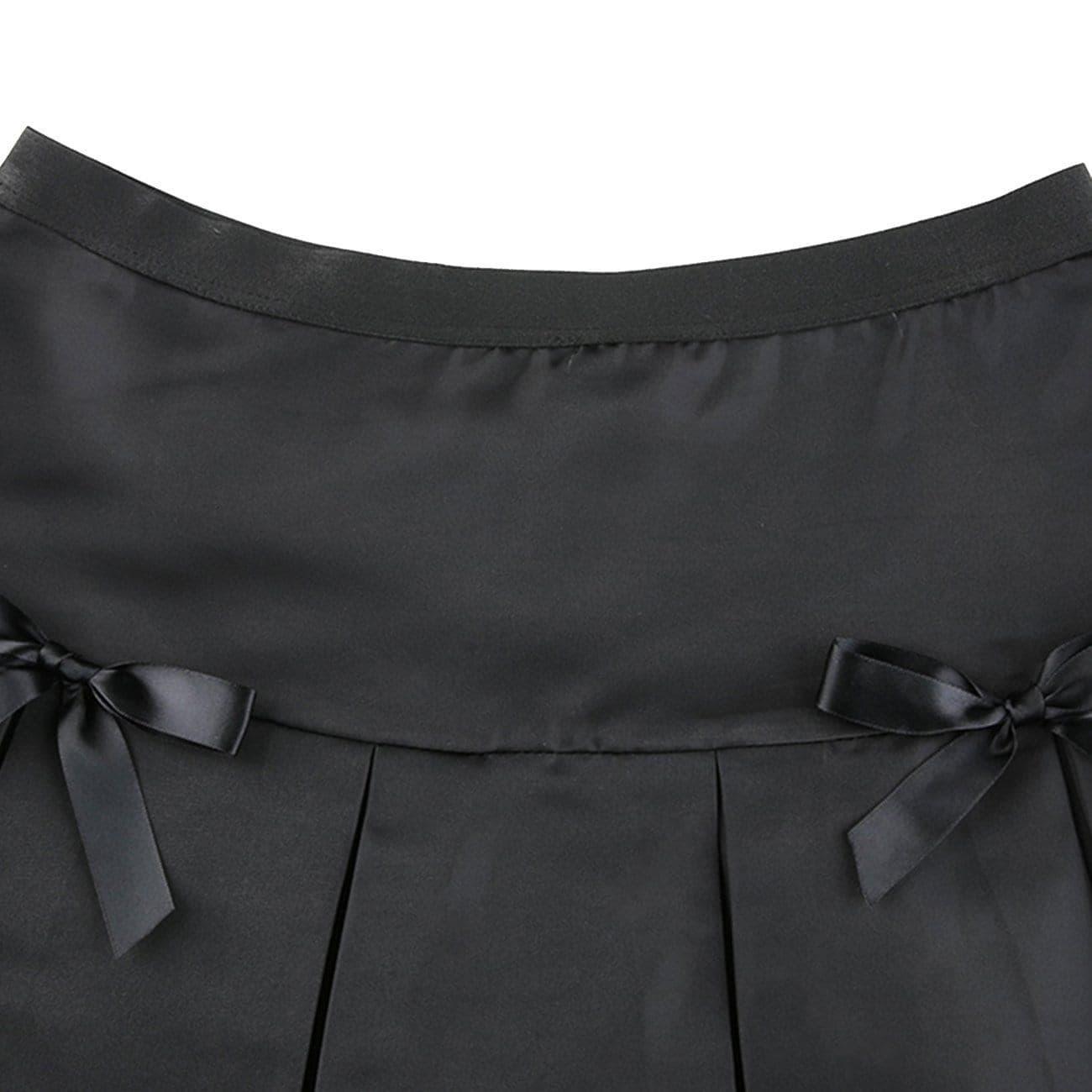 Sexy Short Bow Decorated Lace Pleated Skirt