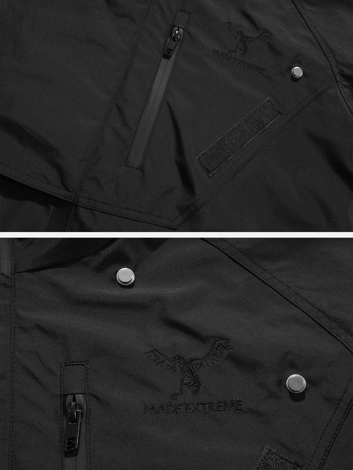 Patchwork Multi Pockets Zip Up Jacket