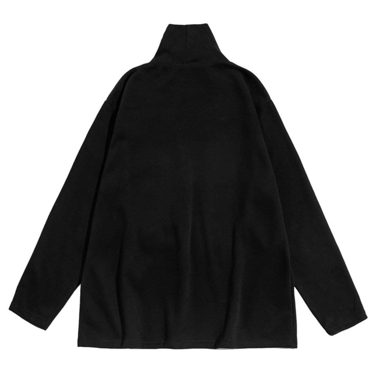 Dark Functional Multi-pocket Turtleneck Sweatshirt