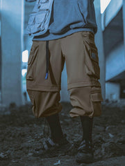 Solid Color Zip Up Pocket Cargo Pants