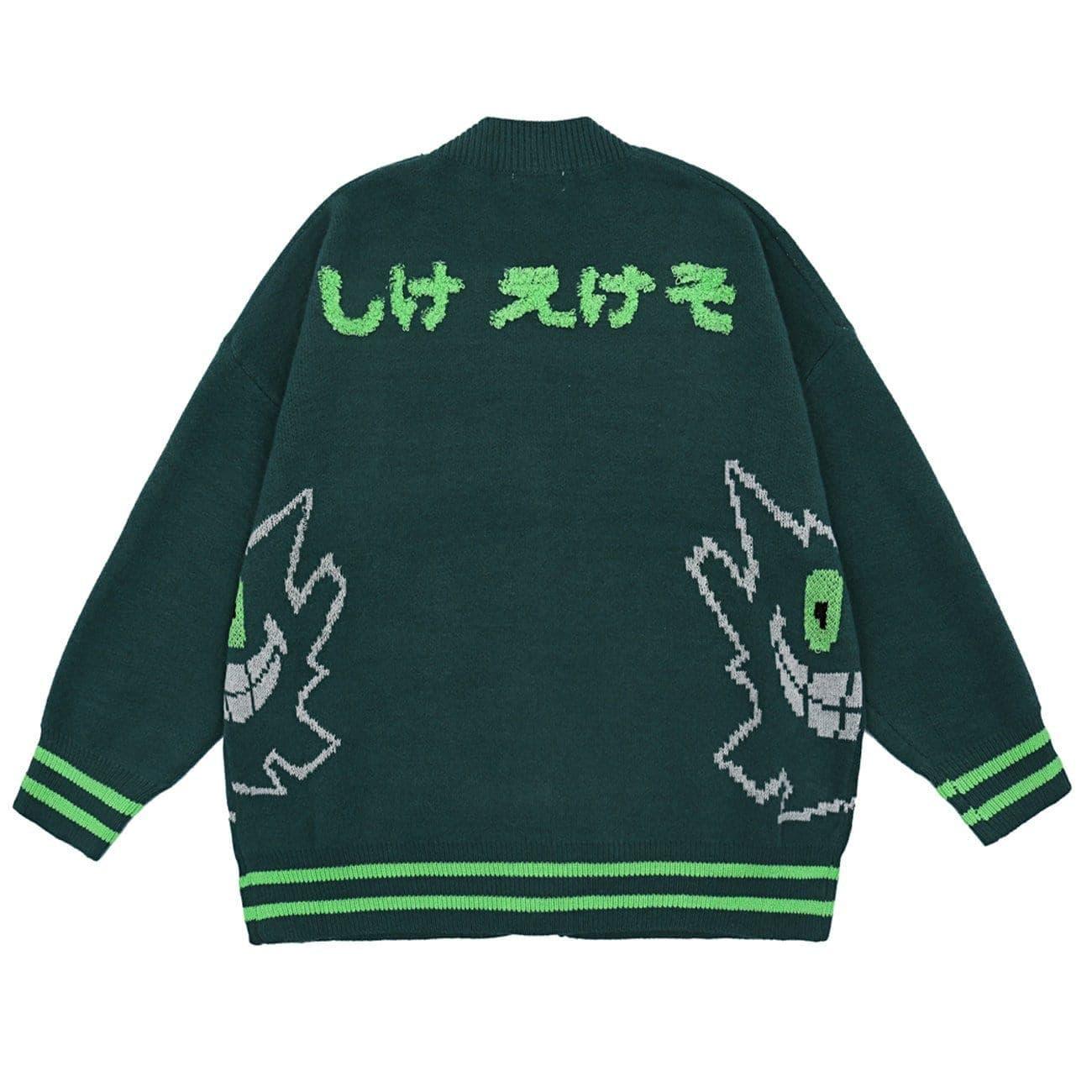 Little Devil Print Cardigan Knitted Sweater