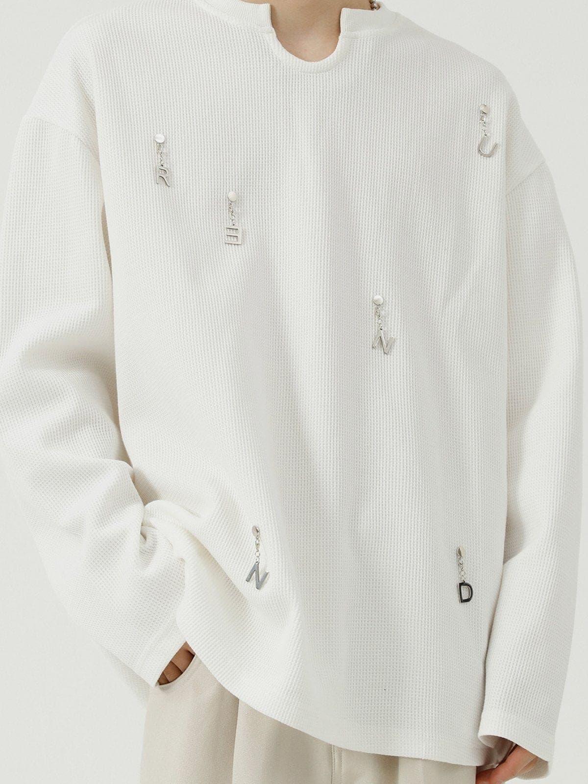 Solid Color Chain Design Sweatshirt