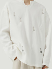 Solid Color Chain Design Sweatshirt