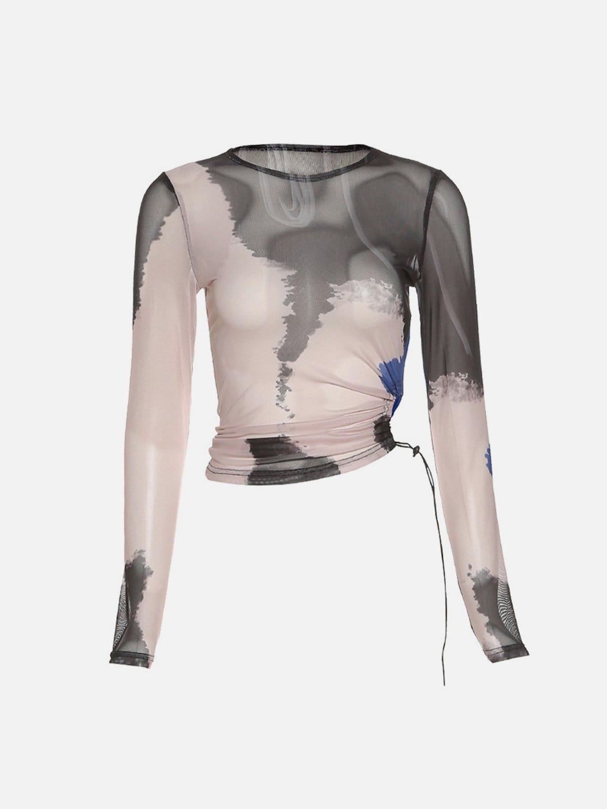 Irregular Perspective Long Sleeve T Shirt