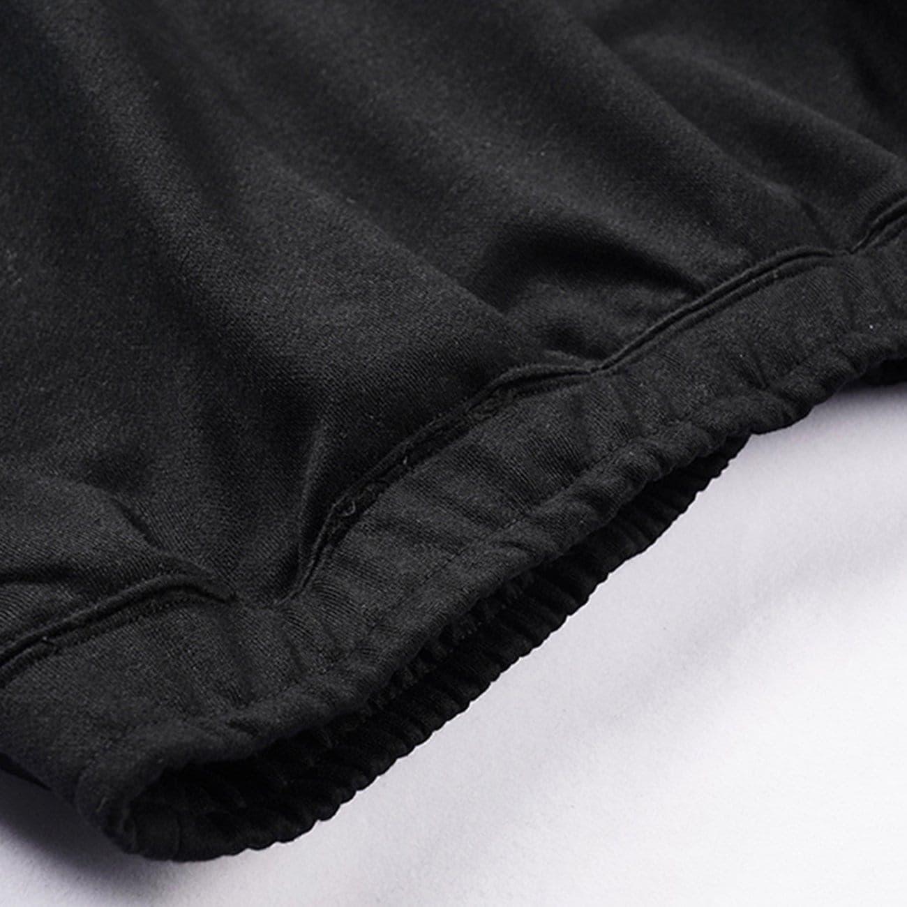 Dark Sherpa High-neck Drawstring Sweatshirt