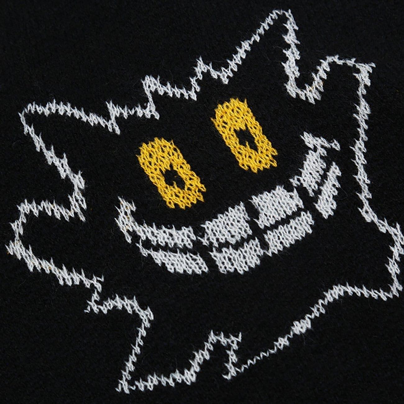 Little Devil Print Cardigan Knitted Sweater