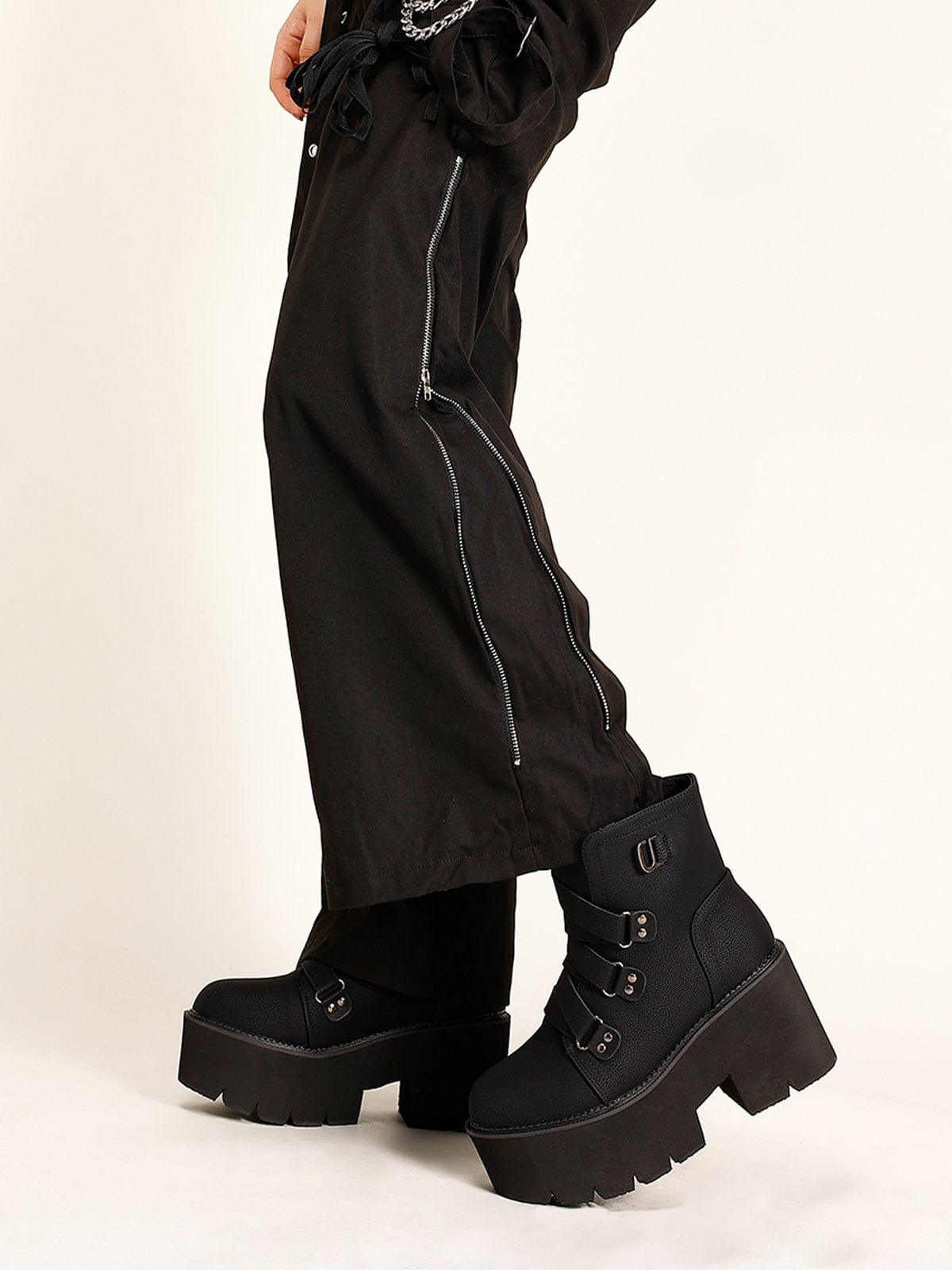 Dark Style Punk Rock Buckle Boots