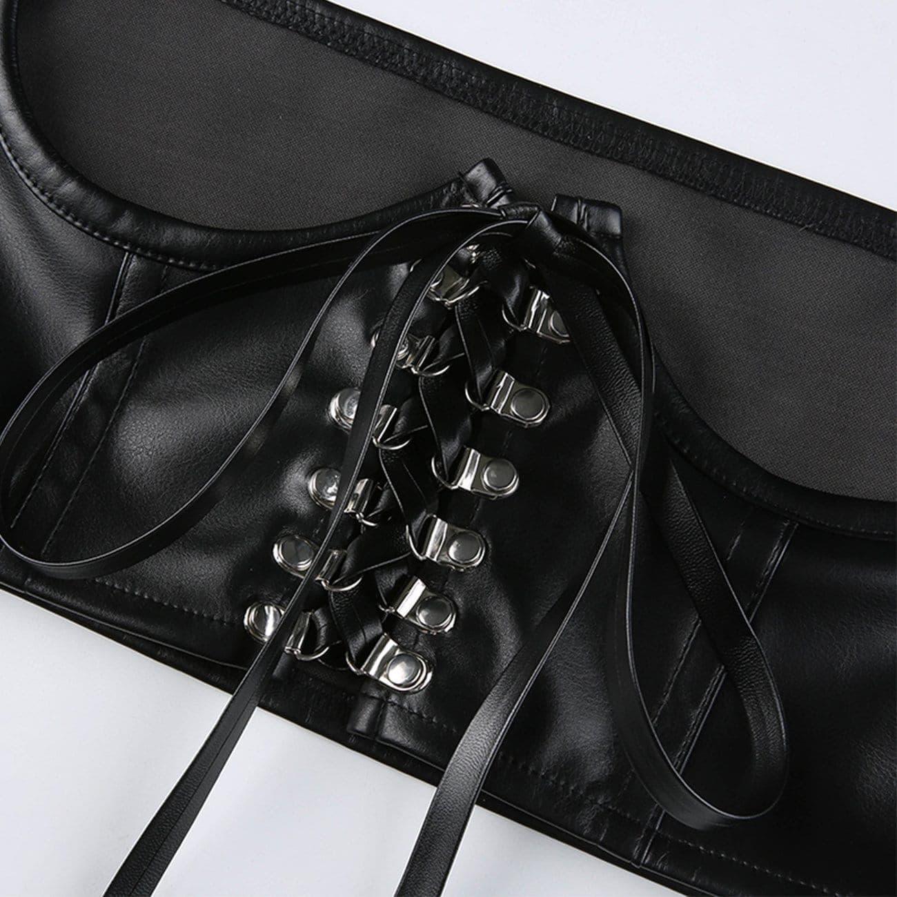 Personalized Punk PU Bandage Sling Vest