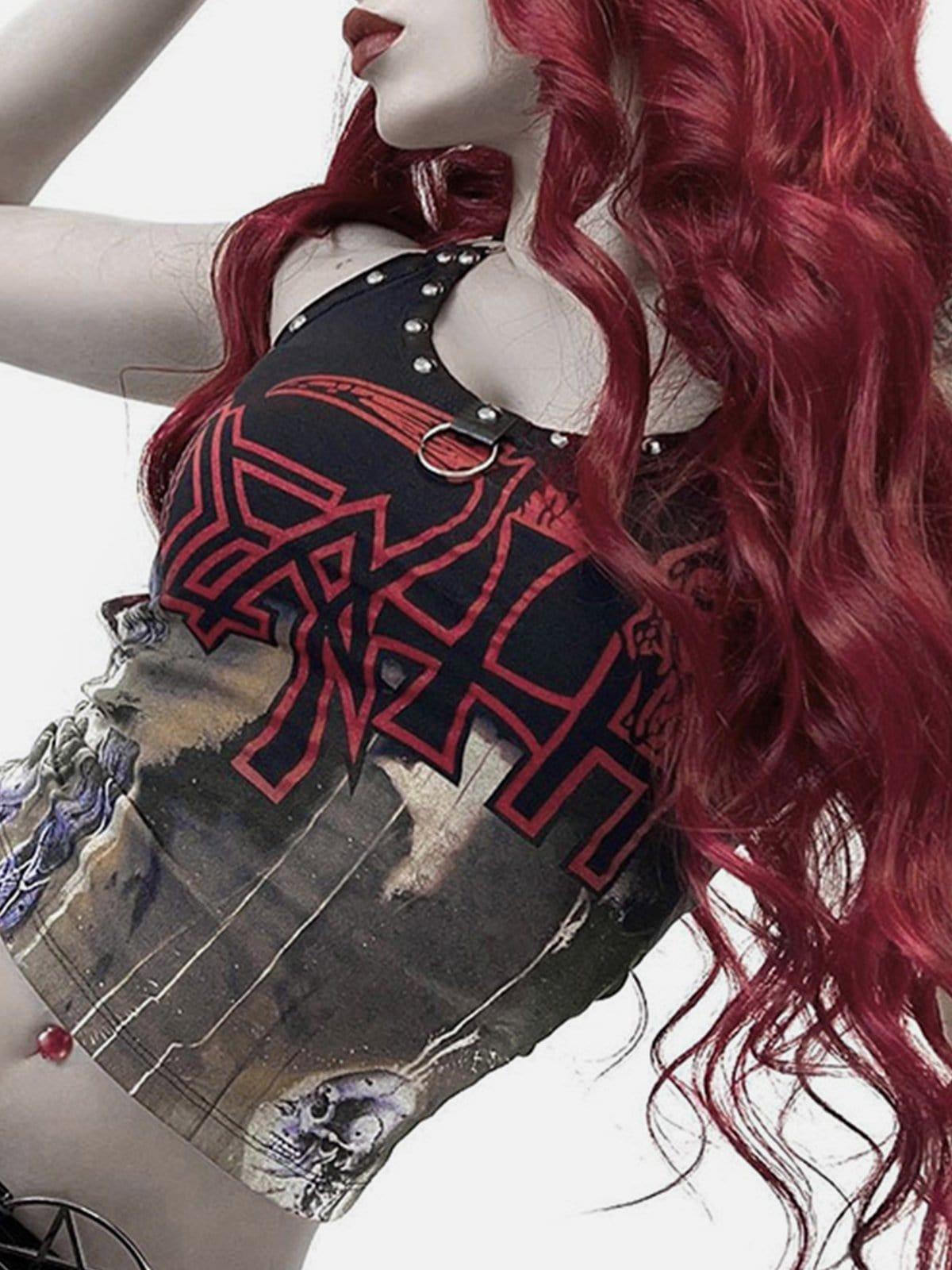 Gothic Print Studs Vest